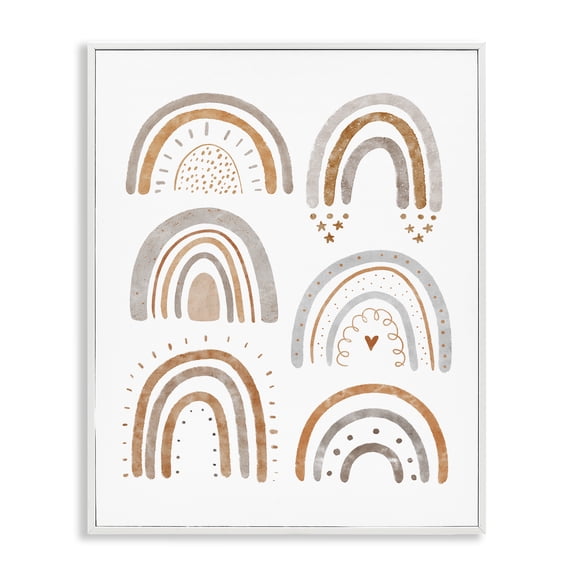 Stupell Industries Eclectic Muted Rainbows & Shapes White Framed Giclee Art, 24 x 30, by LSR Design Studio