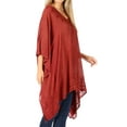 thumbnail image 4 of Sakkas Wren Lightweight Circle Poncho Top Blouse With Detailed Embroidery - Red - One Size Regular, 4 of 5