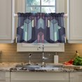 thumbnail image 2 of Yayeee Kitchen Curtains Tier Pair Light Filtering 27"x36" Rod Pocket Short Cafe Window Panel, Cube Stripes, 2 of 7