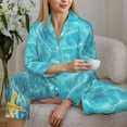 thumbnail image 6 of Yiaed Coral And Seashell On The Beach Print Pajamas Women's Long Sleeve Sleepwear Soft Button Down Loungewear Pjs Lounge Set Nightwear Womens Pajama Pants-Small, 6 of 7