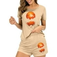 thumbnail image 2 of Jamicy Halloween Pajama Sets for Women Soft Sleepwear Halloween Print Pajama Sets for Women 2 Piece Short Sleeve Top with Shorts, 2 of 7