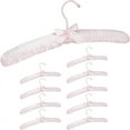 thumbnail image 1 of Perchas de satén, Juego de 10, Perchas acolchadas suaves para chaquetas, Gancho giratorio de 360°, 38 cm, Lazo, rosa, 1 of 5