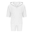 thumbnail image 4 of Conjunto de Traje para Hombre, Casual Manga Corta con Capucha, Pantalones Cortos de Bolsillo Conjunto de Color Sólido para Hombres, 4 of 6