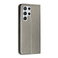 thumbnail image 4 of SaniMore for Samsung Galaxy S22 Ultra Wallet Case, Wrist Strap Magnetic Clasp, Card Slots Carbon Fibre Skin Shockproof TPU Anti-drop Anti-scractch Stand Business Full Body Protective Shell, Gray, 4 of 10