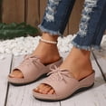 thumbnail image 6 of Cute Sandals for Women, Barefoot Sandals Women, Slip-On Wedge Sandals With Arch Support - Lightweight Comfortable Open Toe Slippers Soft Insole & Anti-Slip Sole Boho Slingback Sandals, Pink 8.5, 6 of 7