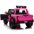 thumbnail image 2 of Ford F450 Kids 24V Electric Ride-On Truck Car w R/C Parental Control Remote, LED Foam wheels + Underbody LED Kit, MP3 + Wireless Music Streaming, Car Cover, Vegan Leather Seat, 2 of 11