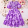 thumbnail image 2 of Bjutir Dress For Girls Summer Sweet Sleeve Print For Kids Girls Dresses Purple Size 7-8 Years, 2 of 9