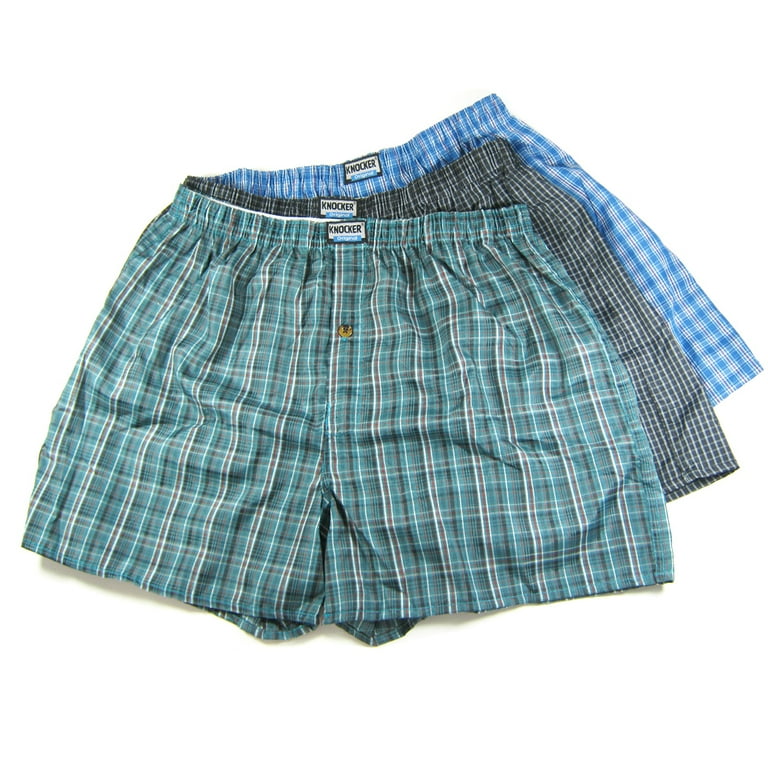 AllTopBargains Men's Plaid Boxers, Elastic Waistband, Button