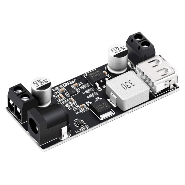Regulador de voltaje DROK Buck Convertidor 12V a 5V 5A USB