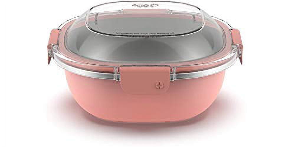 Ello Stainless Steel Lunch Bowl Food Storage Container with Leak-Proof Lid,  6.5 Cup, Peach