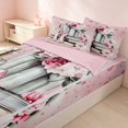 thumbnail image 3 of Erosebridal Kawaii Cosmetics Zipper Full Size Comforter Sets with Fitted Sheet and 2 Pillowcases for Girls, Highheels Perfume Print Zipper Bedding Set, Pink Reversible, 3 of 7
