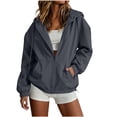 thumbnail image 3 of Horkkom Waterproof Jackets for Women Zip Up Hood Lightweight Rain Jacket Casual Hiking Outdoor Windbreaker Jacket with Pockets S, 3 of 10
