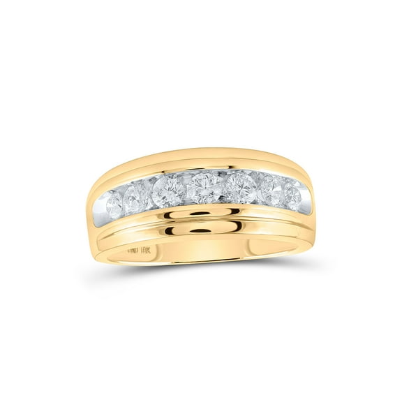 10kt Yellow Gold Mens Round Diamond Wedding Channel-Set Band Ring 1 Cttw