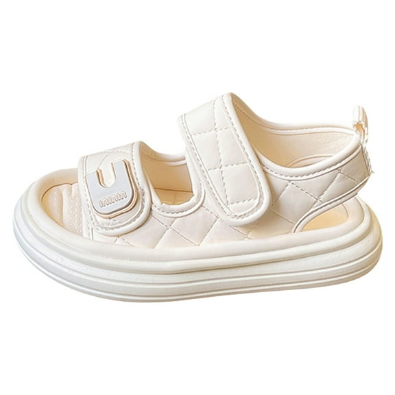 UngA Kids Sandals Girls Girls Sandals Summer Open Toe Flats Shoes Dress Sandals for Toddler Little Kid Big Kid Princess Shoes(Beige,Size 11)