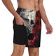 thumbnail image 2 of Balery Red And White Screaming Demon Skull Bañador para hombre, shorts de playa de secado rápido con entrepierna y forro de compresión-Small, 2 of 6
