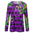 thumbnail image 4 of Aloohaidyvio Mardi Gras Shirts,Womens Crew Neck Mardi Gras T-Shirt Mask Print Party Long Sleeve Tops, Mardi Gras Clothing, 4 of 5
