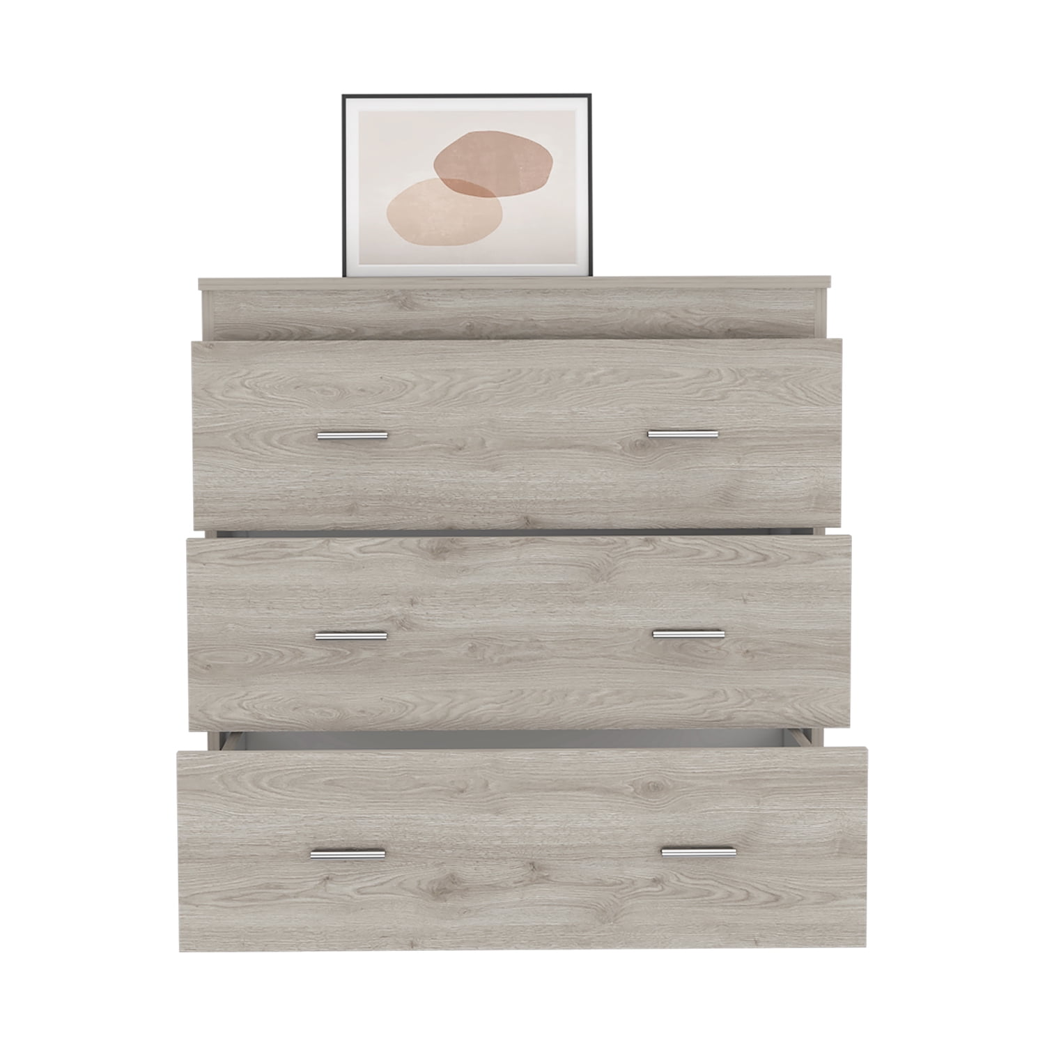 Kadyn Three Drawer Dresser, Nightstand with Handles, Chest of Drawers for Bedroom, Light Gray Kadyn Three Drawer Dresser, Nightstand with Handles, Chest of Drawers for Bedroom, Light Gray