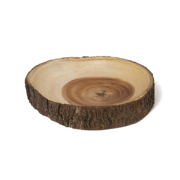 Lipper International 1092 ACACIA SLAB SHALLOW BOWL WITH BARK