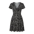 thumbnail image 5 of NTACZA Women'S Dresses Sundress Daisy Print Casual Boho Short Faux-Wrap Short Sleeve V-Neck Vacation Size L, 5 of 6