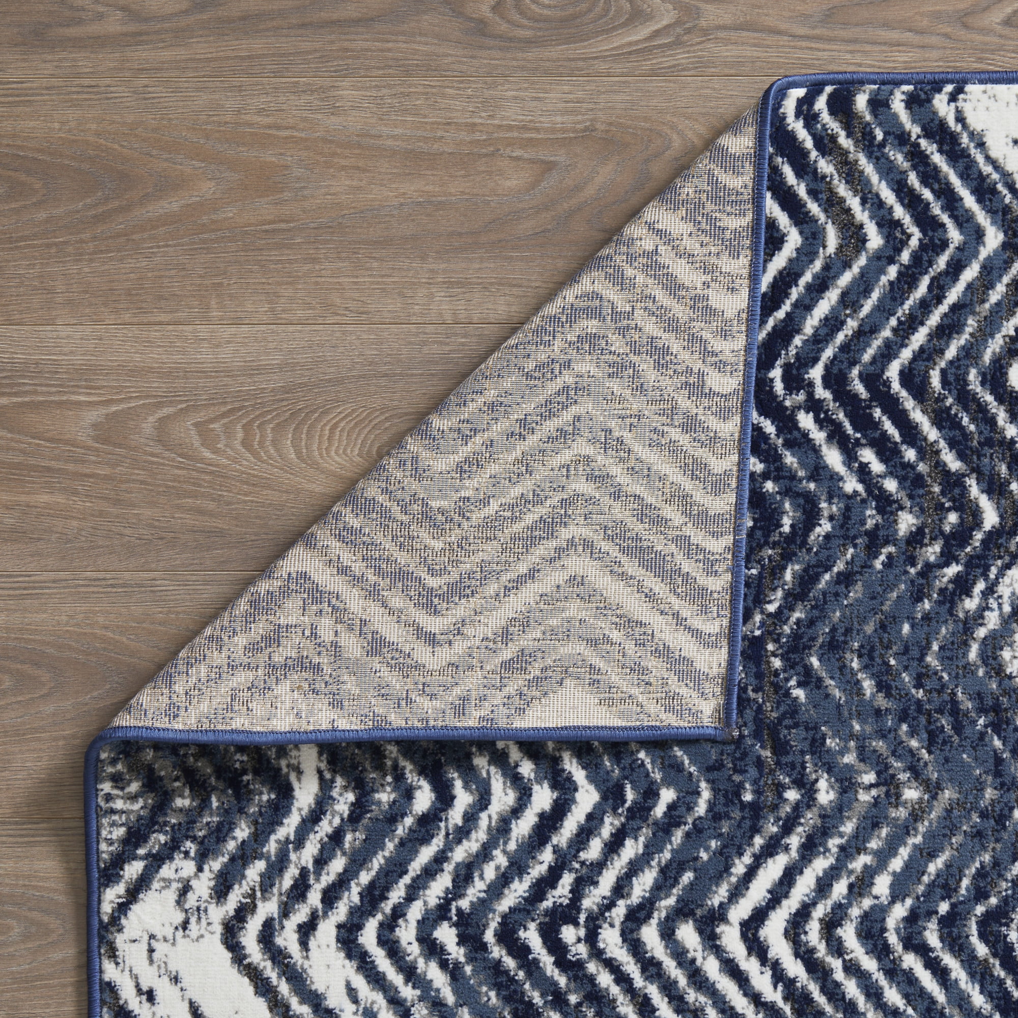 Loomaknoti Aysal Armelar 9' x 12' Blue Chevron Indoor polypropylene Area Rug