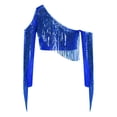 thumbnail image 3 of Miutii Girls One-Shoulder Sequins Dance Tops Tassel Sparkle Long Sleeve Crop Top Performance Outfits for 5-16 Years Royal Blue 8, 3 of 7