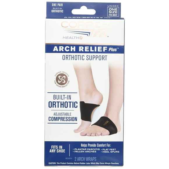 Copper Fit Santé Unisexe Soulagement de la Voûte Plantaire Plus avec Support Orthopédique Intégré, Noir (Lot de 12)