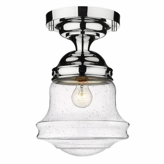 1 Light Flush Mount in Industrial Style-15.75 inches Tall and 10.5 inches Wide-Chrome Finish-Clear Seedy Glass Color Bailey Street Home