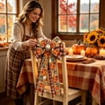 thumbnail image 6 of Fall Harvest Season Thanksgiving Bow Wreath Accessory Vintage Plaid Pumpkin Maple Leaf Ribbon Bow Indoor Fall Home Decoration, 6 of 6