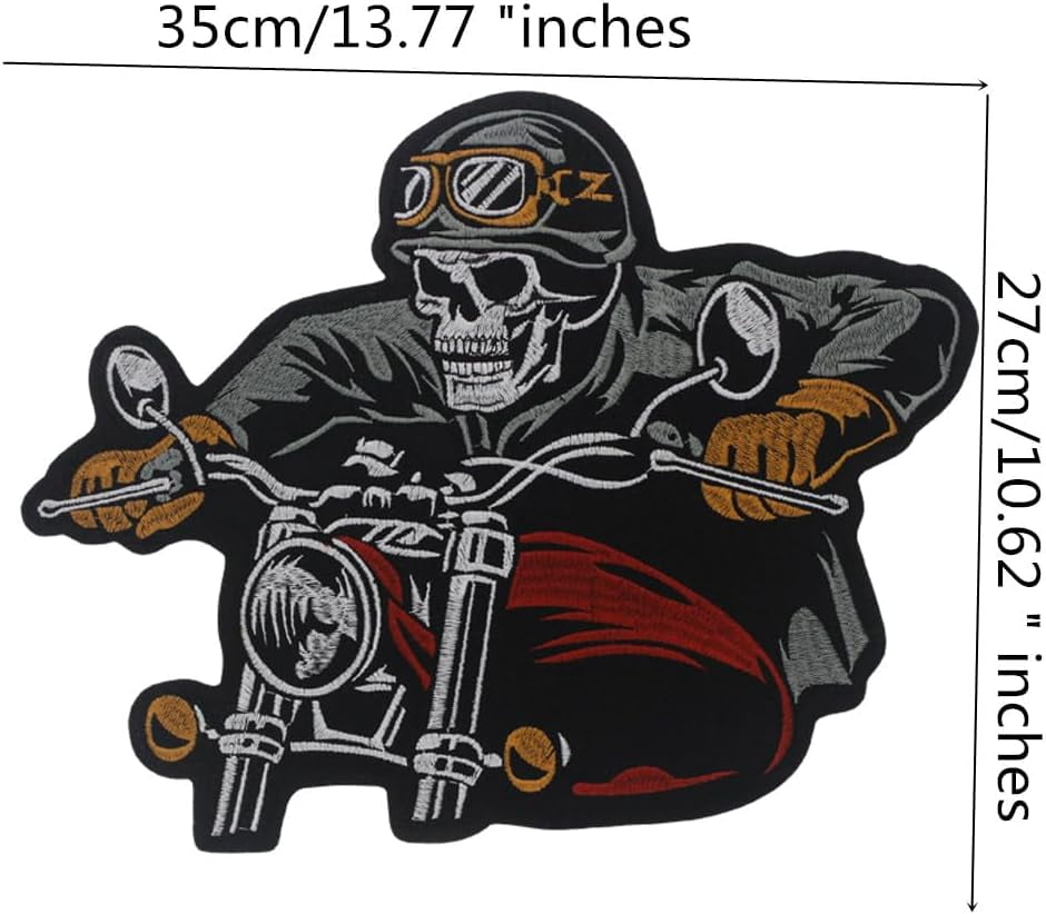Skull Motorcycle Driver Iron on Jacket Backpacks Biker Patches Individuality Fabric Badge DIY Decorative Fabric Patch 1 Piece