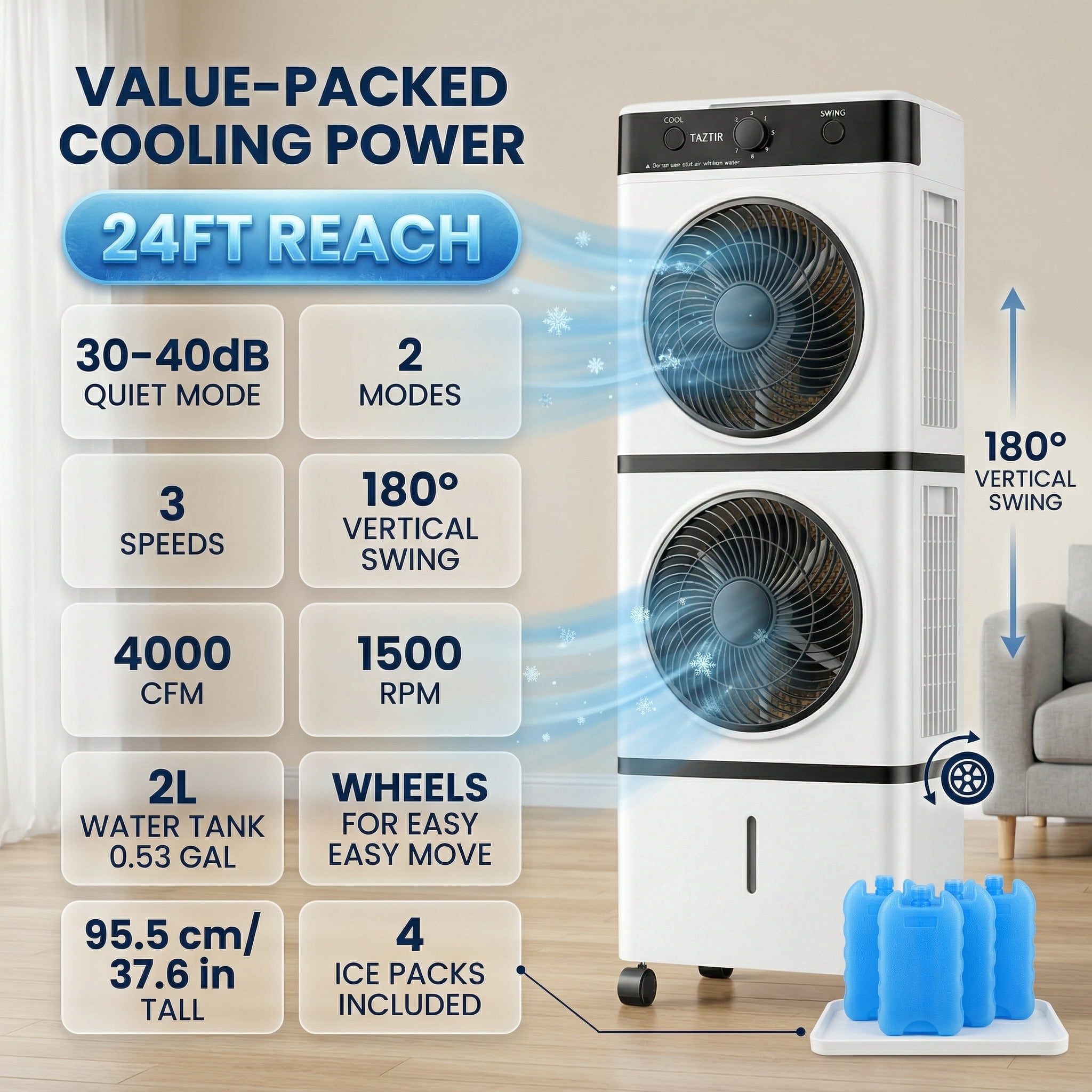 TAZTIR Evaporative Air Cooler for Indoor