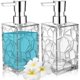 thumbnail image 1 of Dispensador de jabón acrílico, paquete de 2, botella dispensadora de loción y champú líquido rellenable de 11 oz para lavar platos a mano con bomba para baño, encimera, cocina, 1 of 5