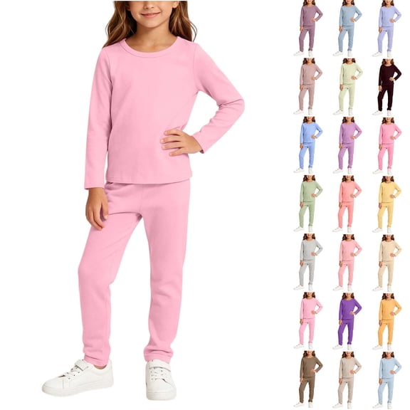NAISIBABY Girls Outfit Set Size 9,Long Sleeve Crew Neck Shirt and Elastic Waist Pants 2 Piece Loungewear Pink