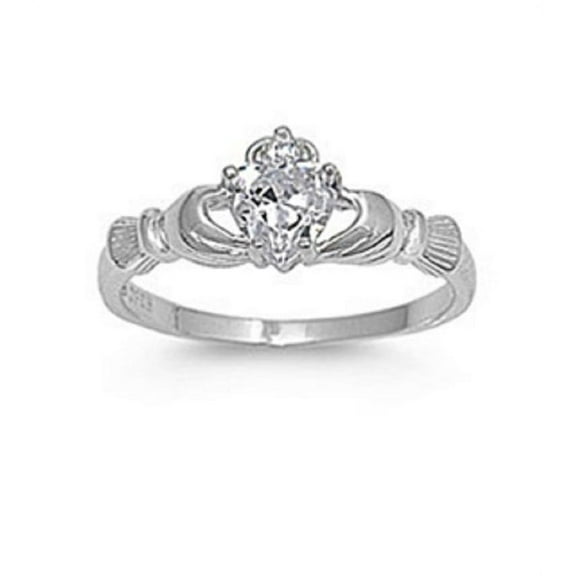 Claddagh Benediction Cubic Zirconia Ring Sterling Silver 925 Size 10