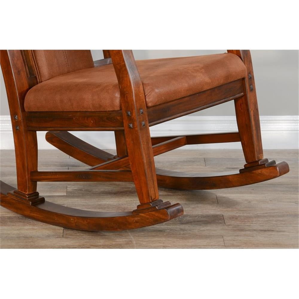 Maklaine Farmhouse Mahogany Wood Rocking Chair in Dark Chocolate