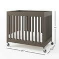 thumbnail image 7 of Foundations Boutique Compact Folding Crib 3-Pack with 3" Mattresses, Locking Wheels, Dapper Gray, 7 of 7