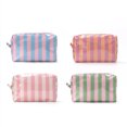 thumbnail image 2 of Pastel Striped PVC Cosmetic Bag, Waterproof Makeup Organizer Pouch with Zipper for Women Travel and Daily Essentials, 2 of 8