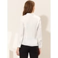 thumbnail image 3 of Blusa de trabajo Allegra K de manga larga con hombros plisados y cuello en V elegante blanco XL, 3 of 4