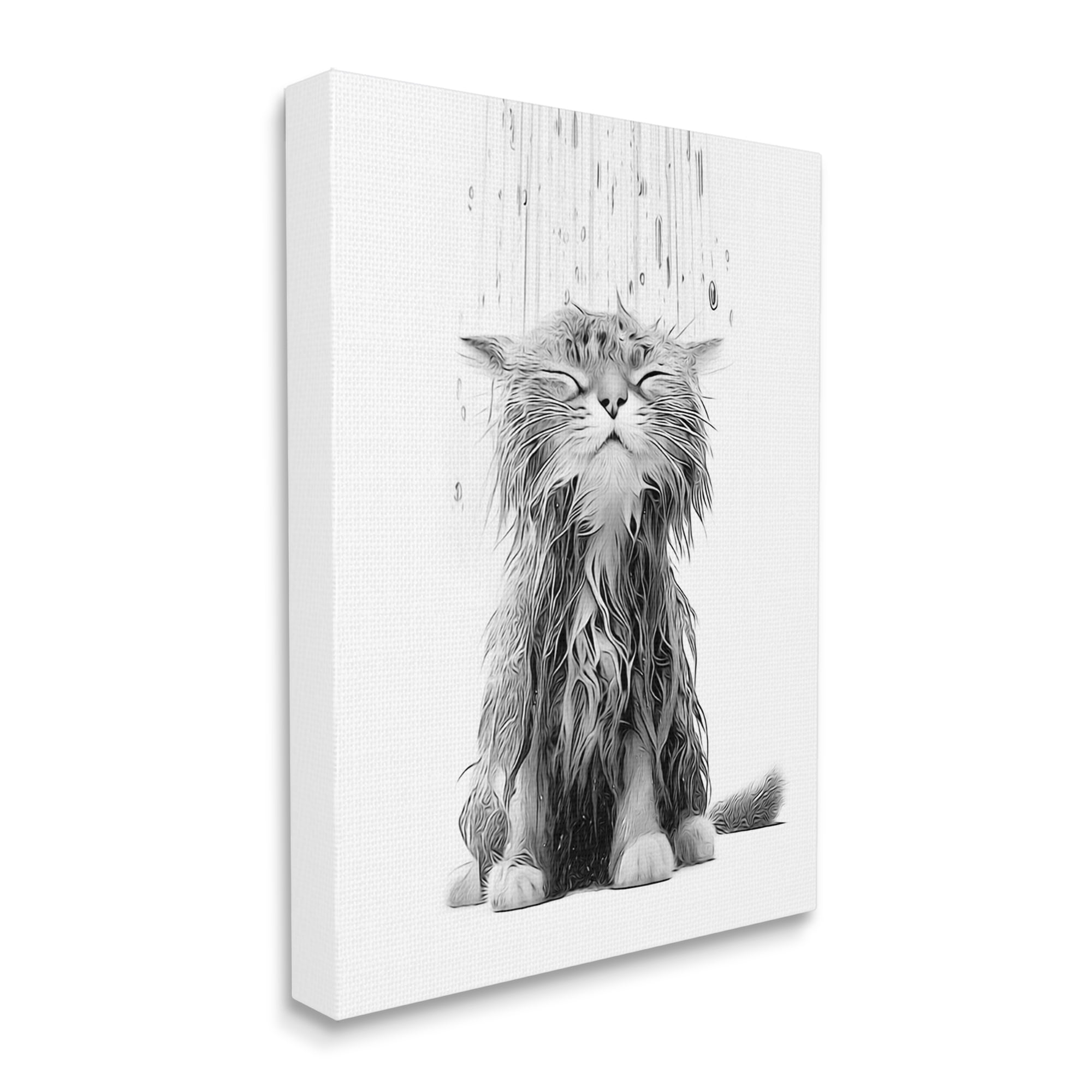 Stupell Industries Kitten Bathroom Splash Animals & Insects Painting Gallery Wrapped Canvas Art Print Wall Art, 30 x 40
