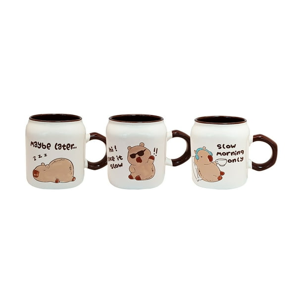 3 Tazas De Cerámica Diseño Capibara Chefmaker 428ml diseño Grabado