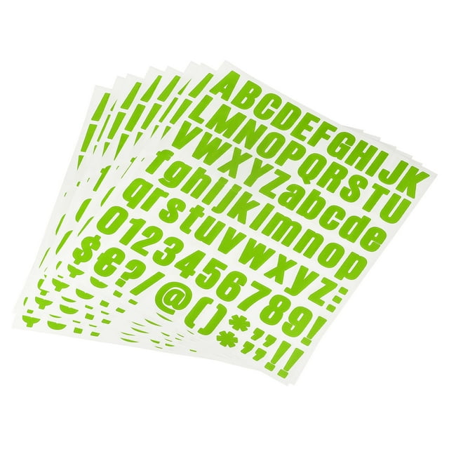 Uxcell 1 inch Self Adhesive Waterproof Vinyl Letter Number Sticker Set, 8 Sheet Light Green