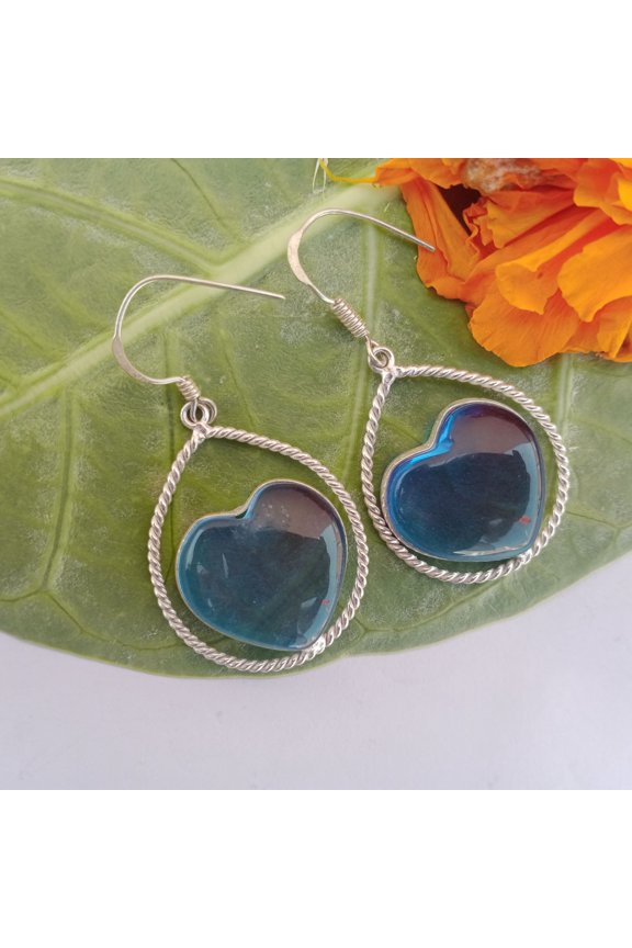 Fancy Glass Gemstone 925 Sterling Silver Plated Dainty Earrings