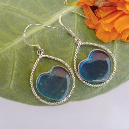 Fancy Glass Gemstone 925 Sterling Silver Plated Dainty Earrings