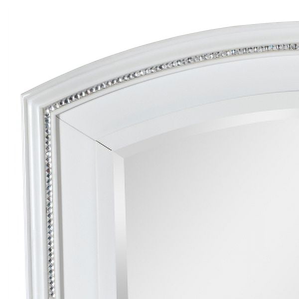 Luminous Aria Collection Mirror with LED-Backlit Iridescent Frame and Acrylic Crystal Hardware