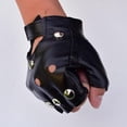 thumbnail image 2 of YSABOXY Men's Half Finger Rivet Gloves, For Club , Dance Performance, 2 of 6
