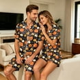 thumbnail image 5 of JULMCOMO Halloween Couples Matching Pajama Sets Pumpkins Print Collared Button Down Holiday Two Piece Sets Cute Printed Comfy Soft Pajamas Black-Women L, 5 of 7