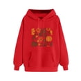 thumbnail image 5 of Mifsaly Thanksgiving Hoodie for Women Vintage Pumpkin Fall Graphic Pullover Sweatshirt with Pocket Long Sleeve Casual Autumn Clothes Red,M, 5 of 5