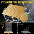 thumbnail image 3 of High Pressure Square Rain 8'' Shower Head Combo, Equipped with all Metal Hand Shower, 78" Extra Long Hose, 3-Way Diverter, Adhesive Shower Head Holder (WOSAISIUS Square Shower Head Set Gold) C95, 3 of 3