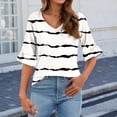 thumbnail image 2 of Seductiva Women's T-Shirts Short Sleeve 3/4 Length Sleeves Women Tops Blouses for Women Casual Tops Trendy Summer Shirts Spring Clothes 2025 Casual Trendy Solid Loose Fit Tshirt Lightweight Soft, 2 of 5