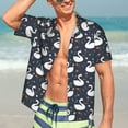thumbnail image 5 of KLL Men's Hawaiian Shirt Short Sleeve Button Down Beach Shirts-Swan And Flowers1, 5 of 5