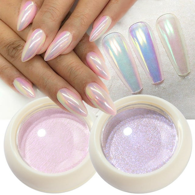 2g Mirror Effect Nail Aurora Powder Persistent with Brush Solid Chrome Manicure Art Decorations Rubbing Dust for Female